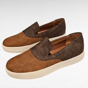Volatile Rosecrans Brown Tooled Western Slip-On Shoes Size 11